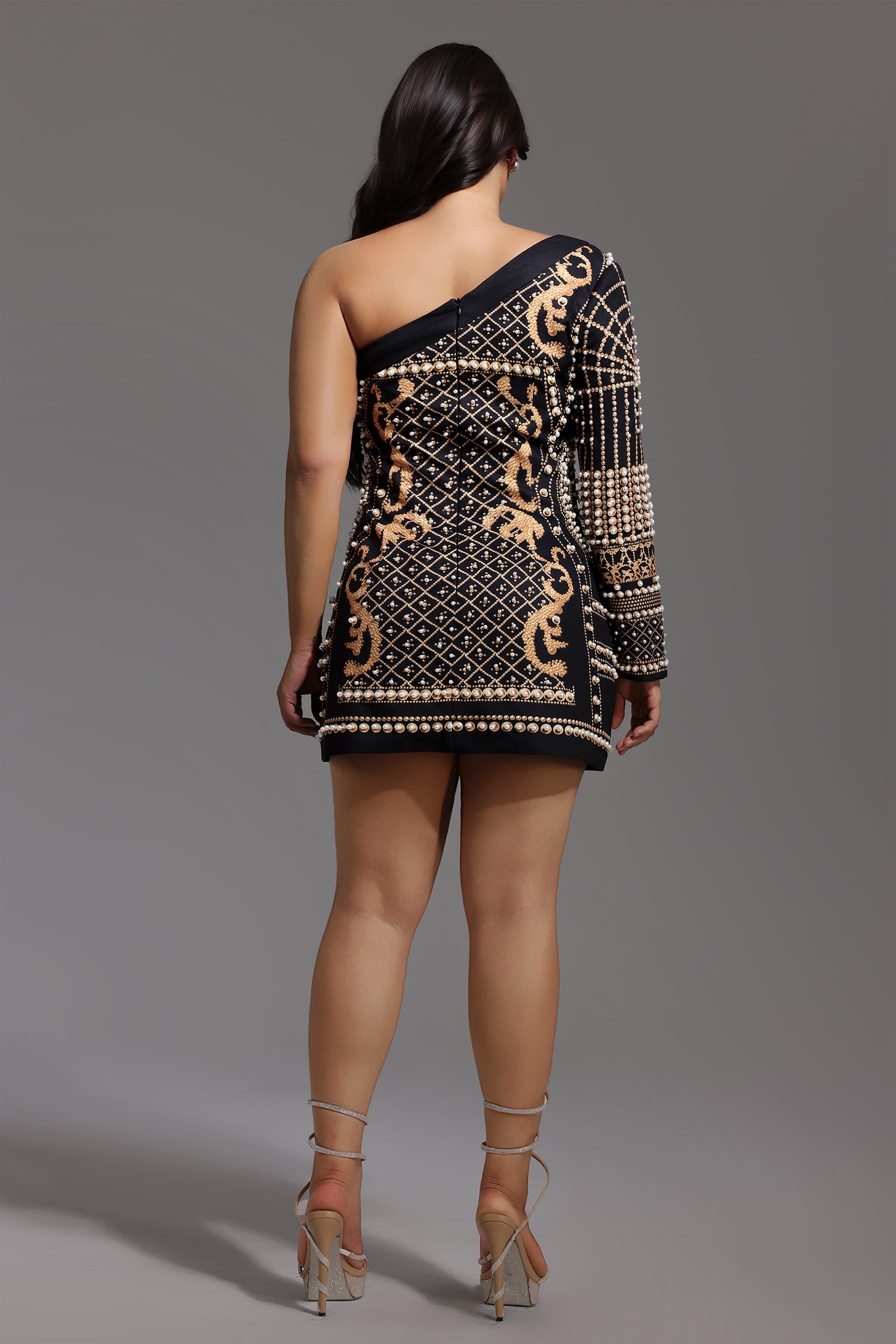 Daya One Shoulder Pearl Mini Dress