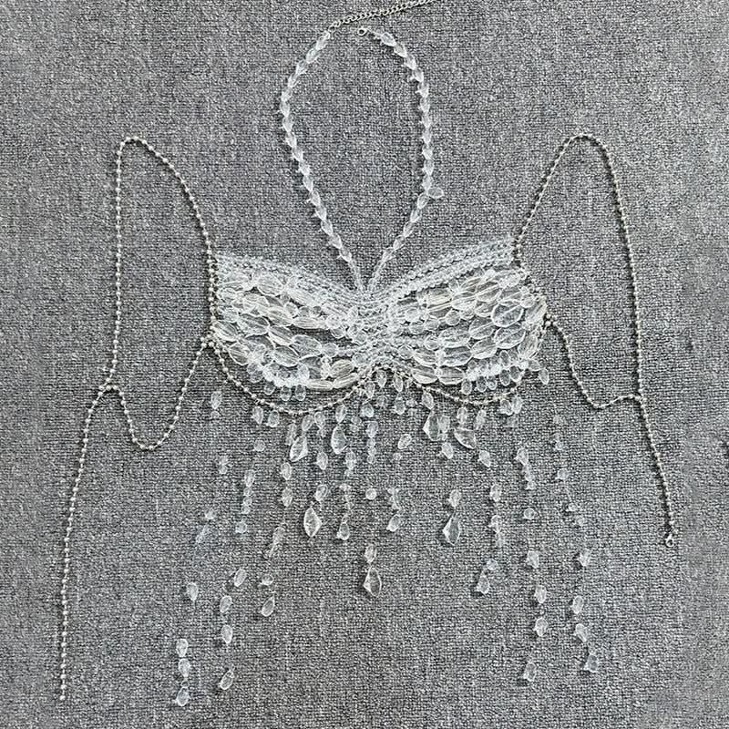 Poolside Glamour Ethereal Crystal-Chain Cami Top