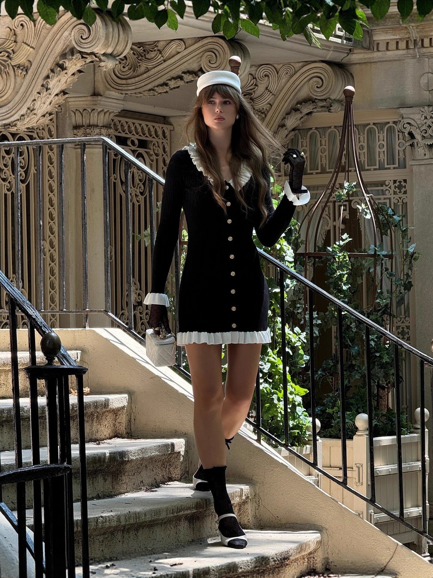 Retro Cute Classic Black and White Knit Dress
