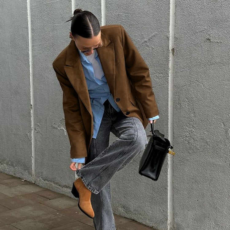 Classic Business Brown Suit Jacket