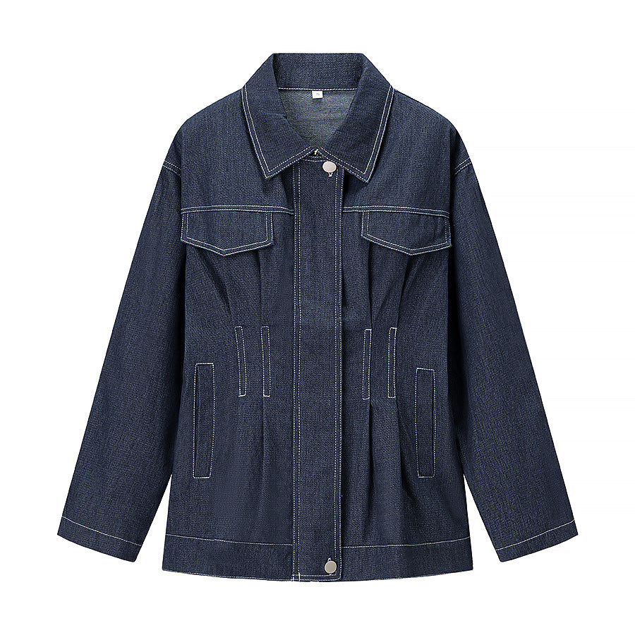 Veste en jean ajustée à la taille, tendance et tendance