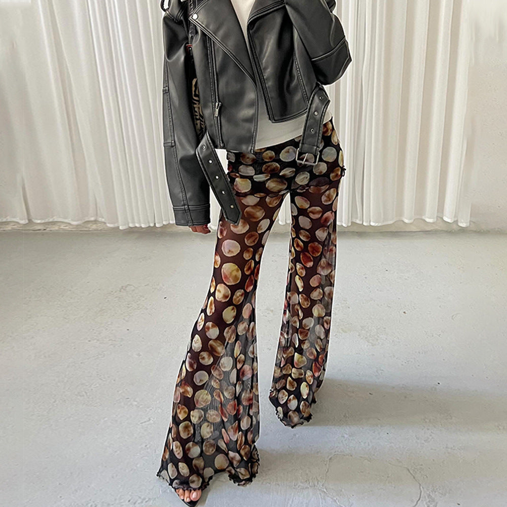 Pantalon évasé imprimé bohème de vacances