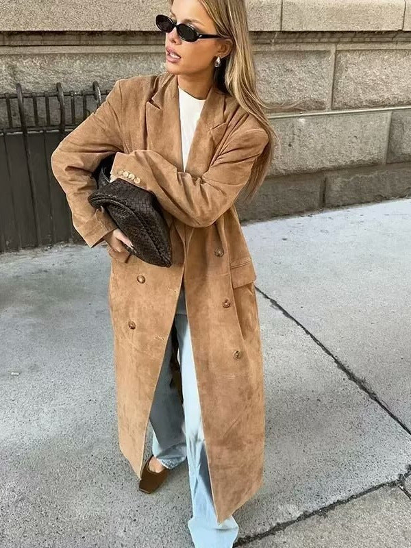 Street Casual Classy Suede Oversize Coat