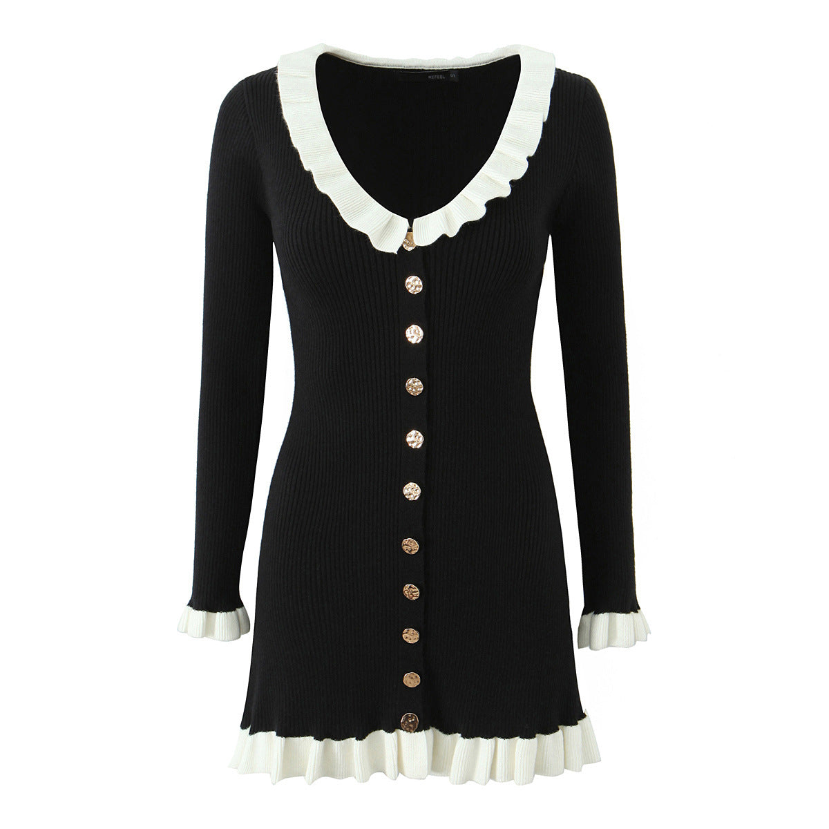 Retro Cute Classic Black and White Knit Dress