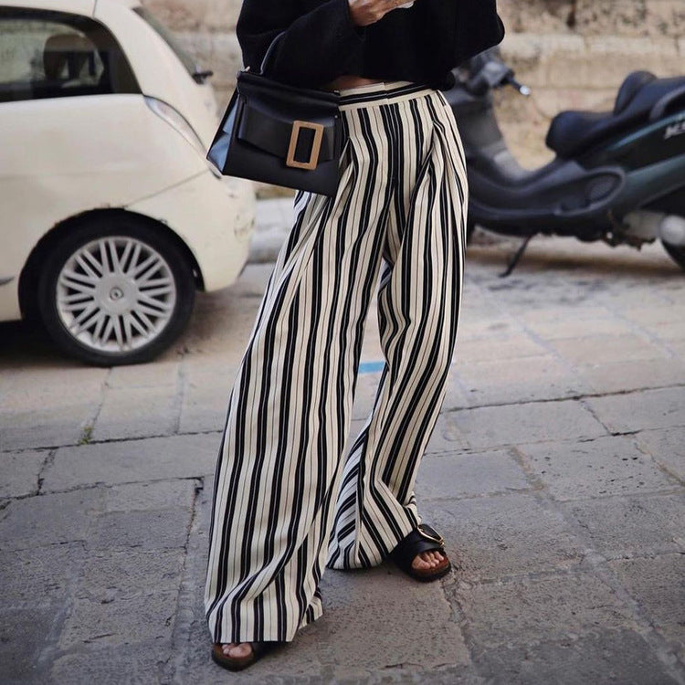 Pantalon large à rayures élégant et tendance