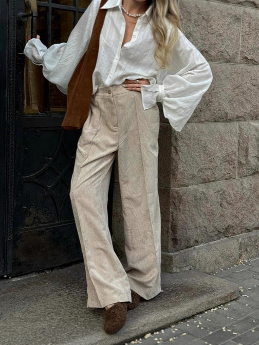 Casual Winter Corduroy Flare Pants
