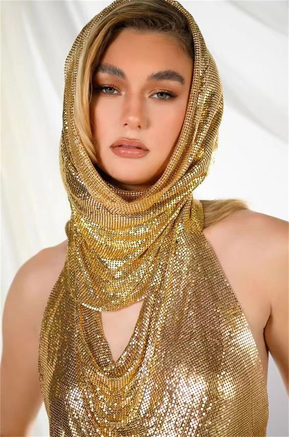 Trendsetting Avant-garde Sequin Halter Top