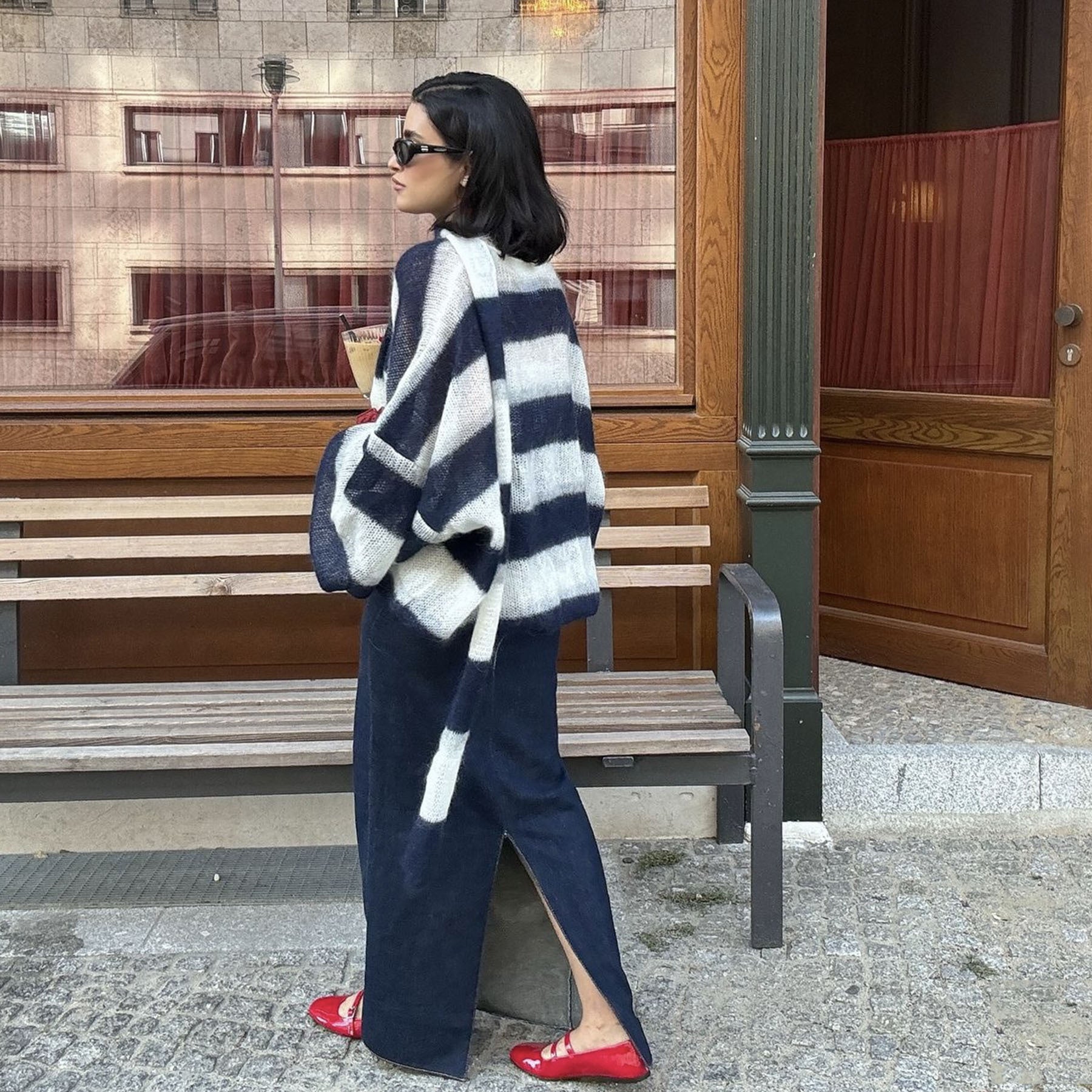 Cardigan rayé décontracté classique de rue