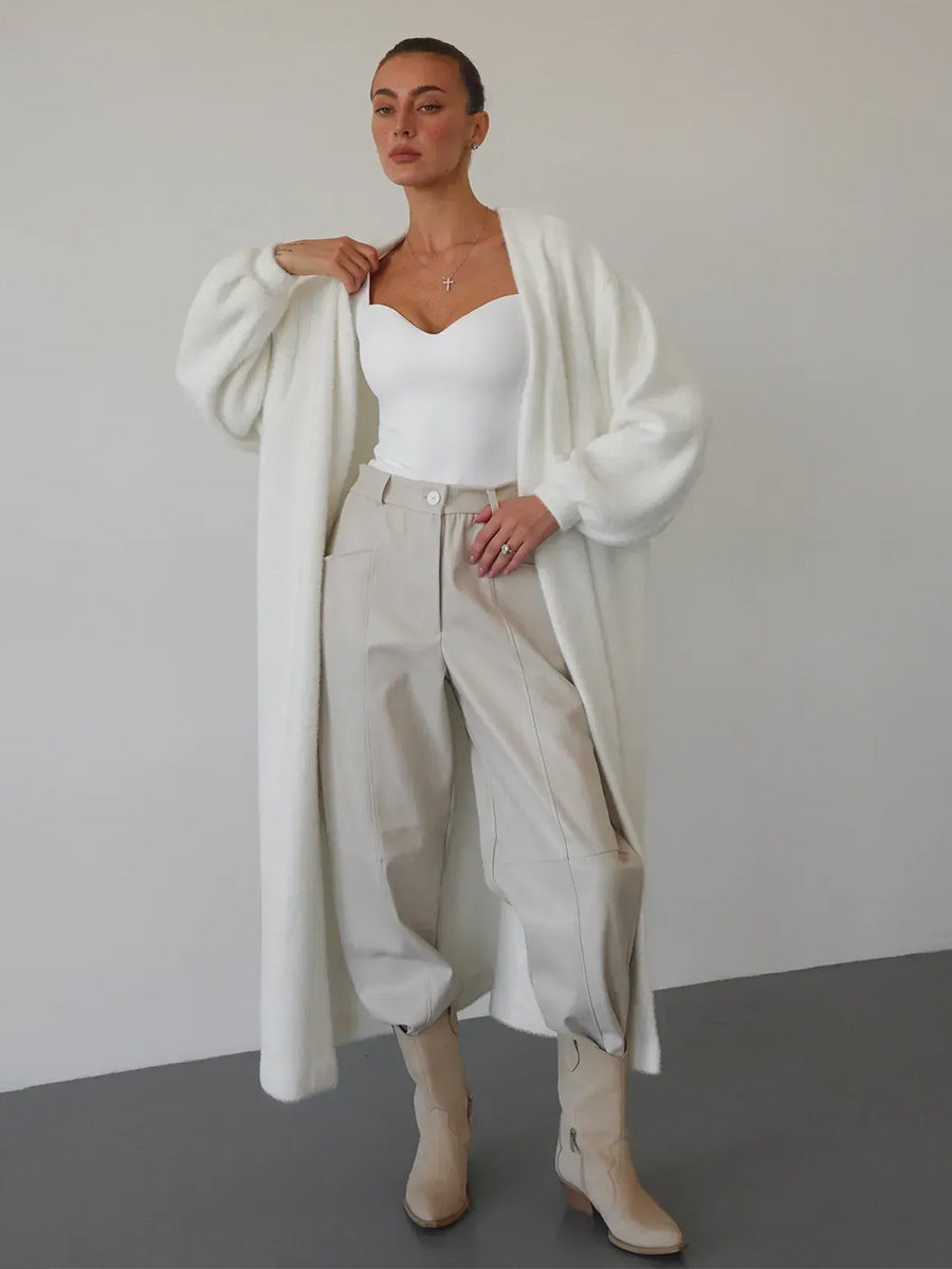 Minimalist Indoor Effortlessly Elegant White Cardigen