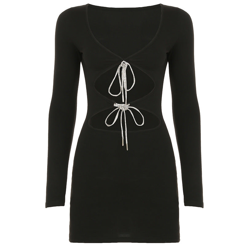 Night Outing Eye-catching Cut Out Black Bodycon Dress