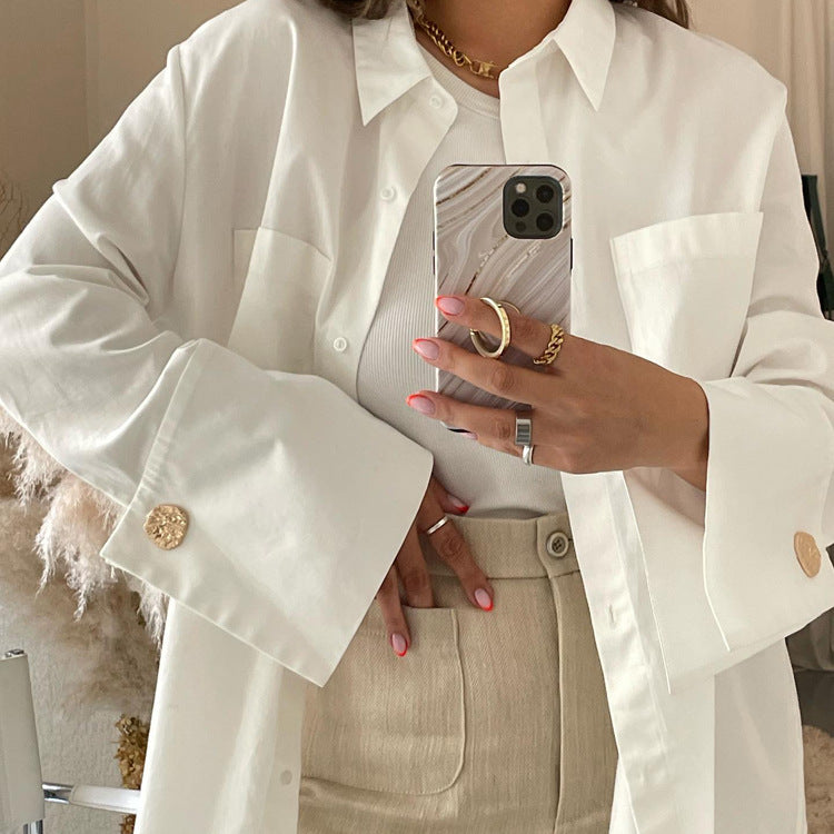 Fresh Casual White Pocket Shirt