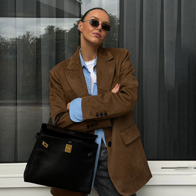 Classic Business Brown Suit Jacket