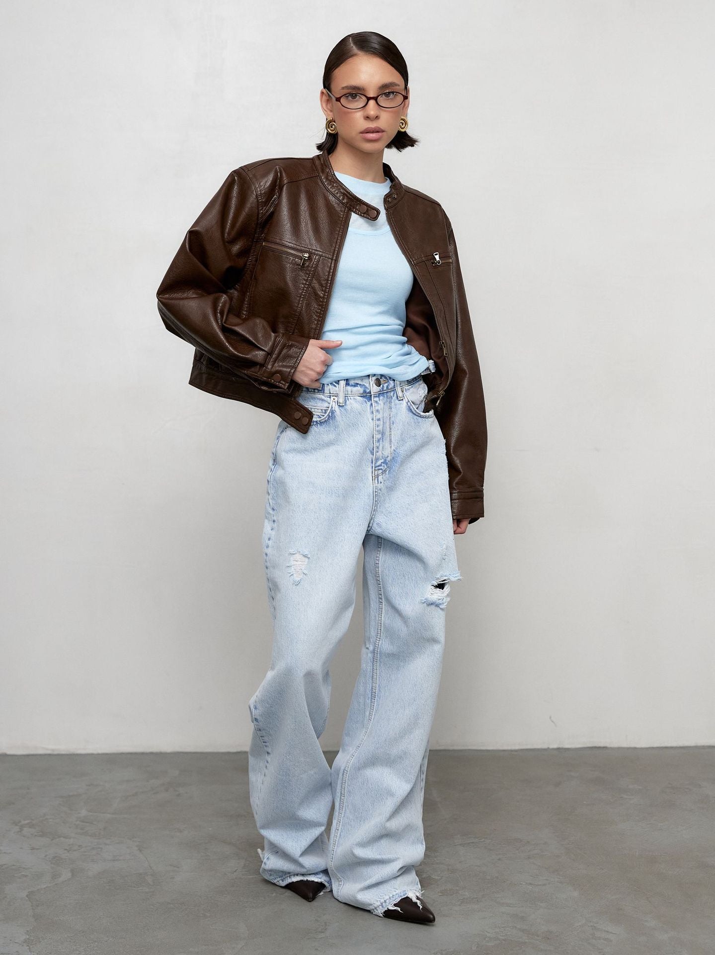 Casual Stylish Ripped Light Blue Jeans