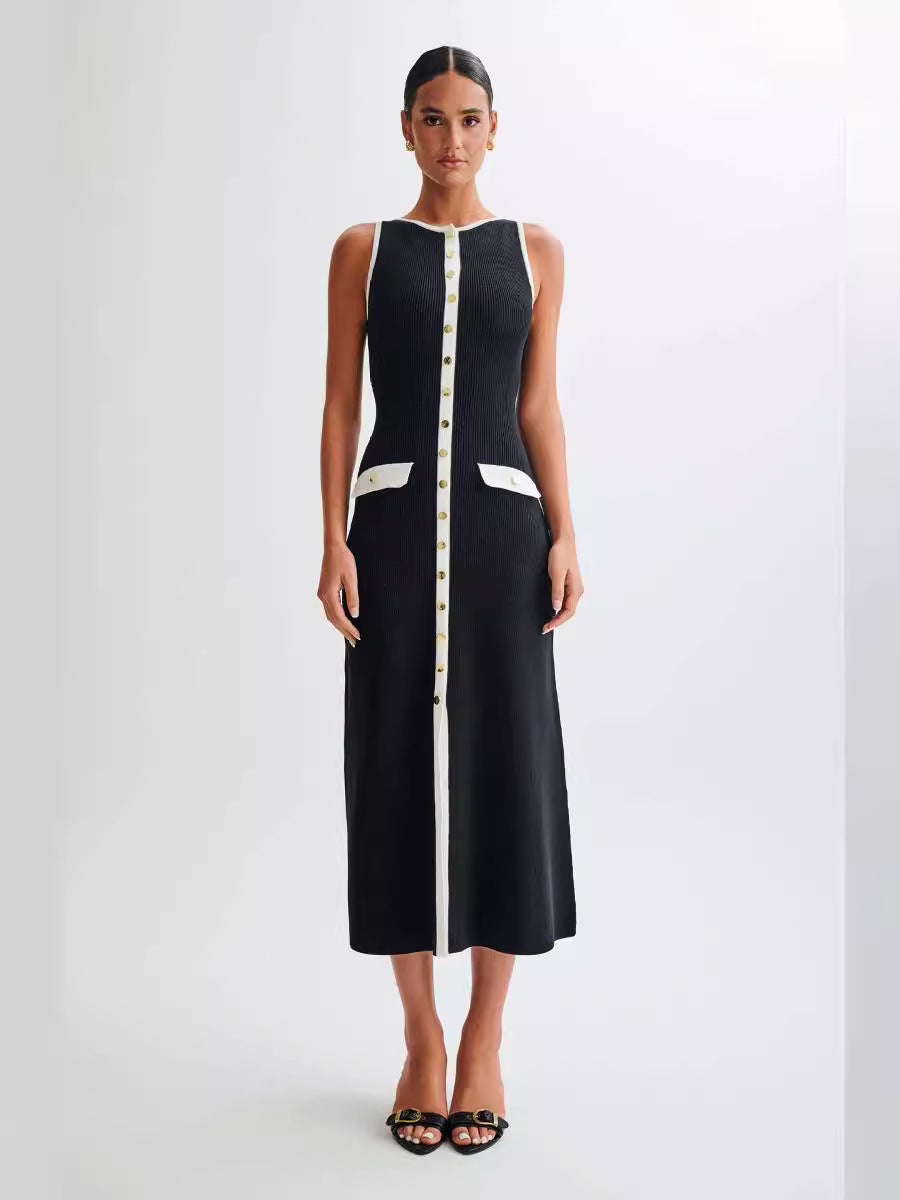 Office Simple Generous Sleeveless Midi Dress