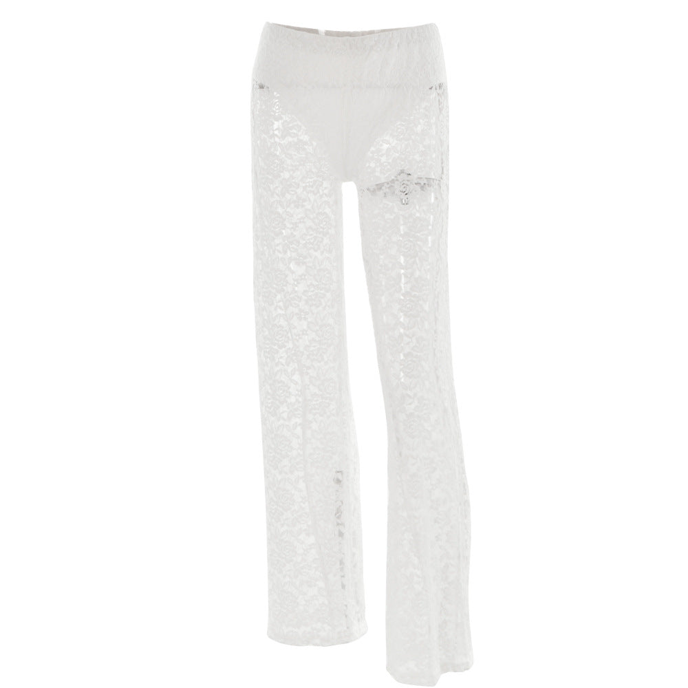 Pantalon évasé en dentelle mystérieuse et séduisante