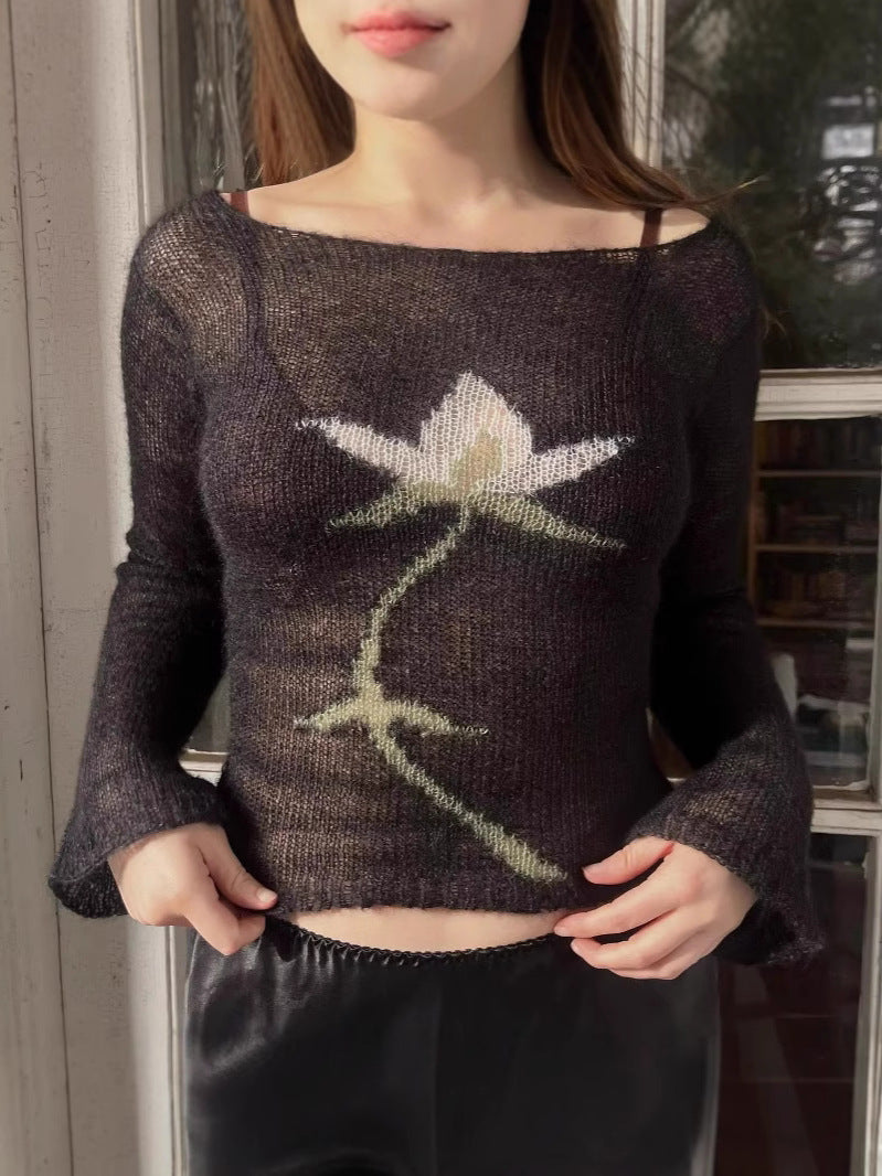 Mysterious Charming Flower Pattern Sweater