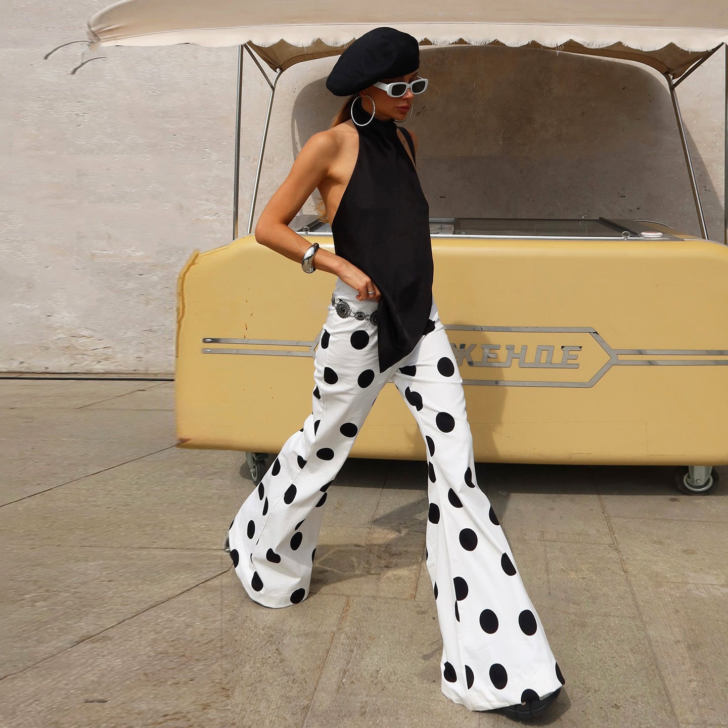 Casual Retro Stylish Polka Dot Flare Pants