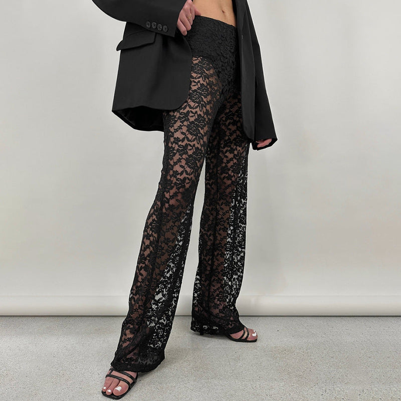Pantalon évasé en dentelle mystérieuse et séduisante