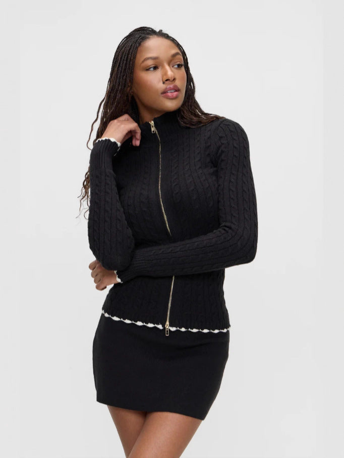 Mini-jupe en tricot noir classique et élégante