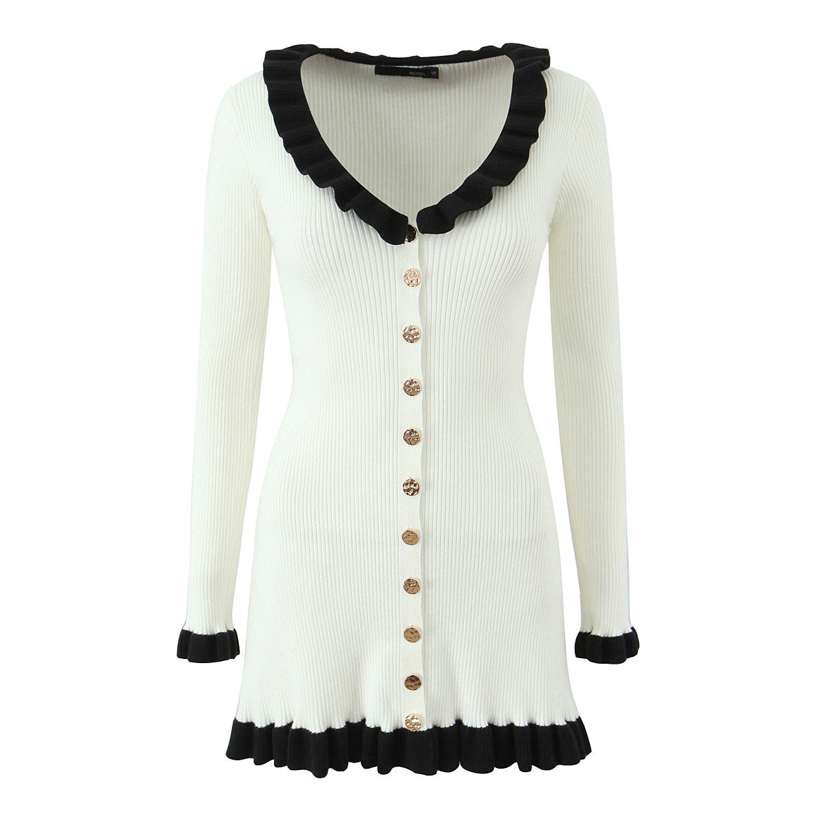 Retro Cute Classic Black and White Knit Dress