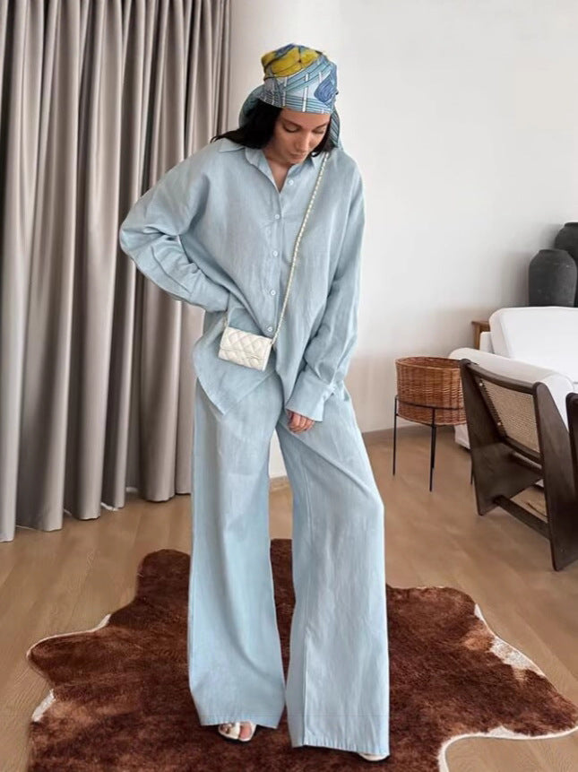 Home Comfortable Cozy Light Blue Two Piece Set