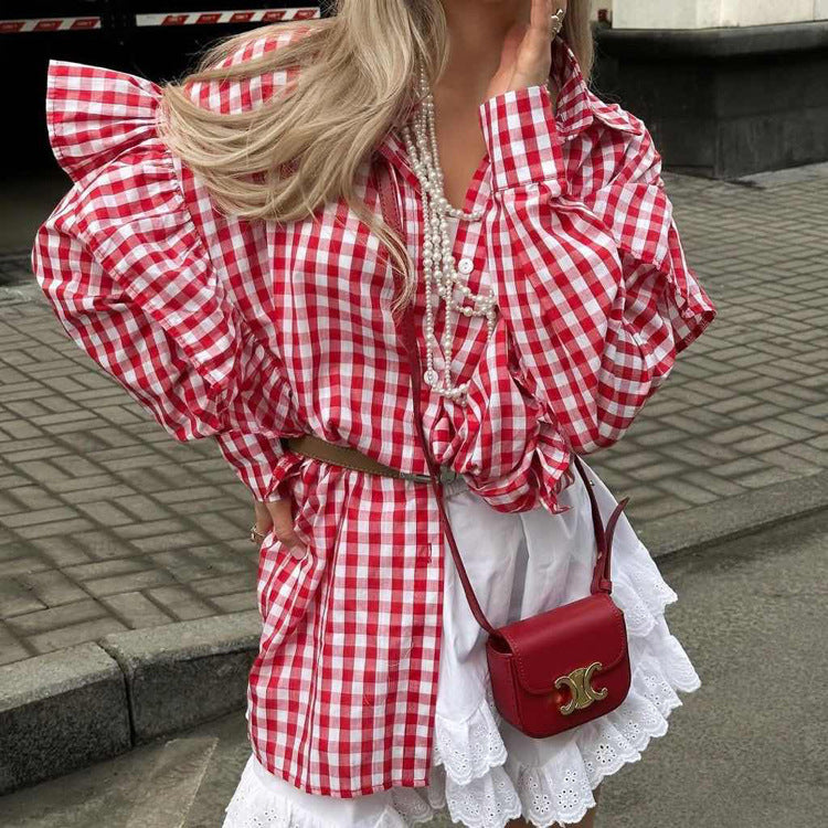 Sweet Countryside Red and White Gingham Shirt