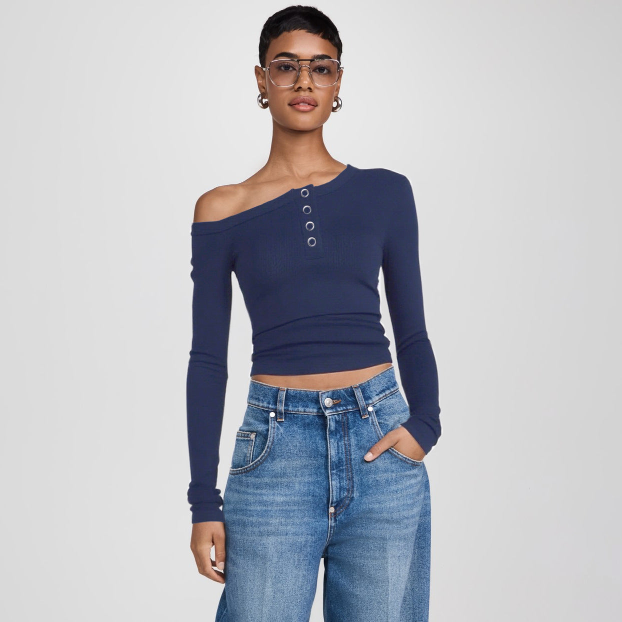 Street Individual Stylish Off-Shoulder Top