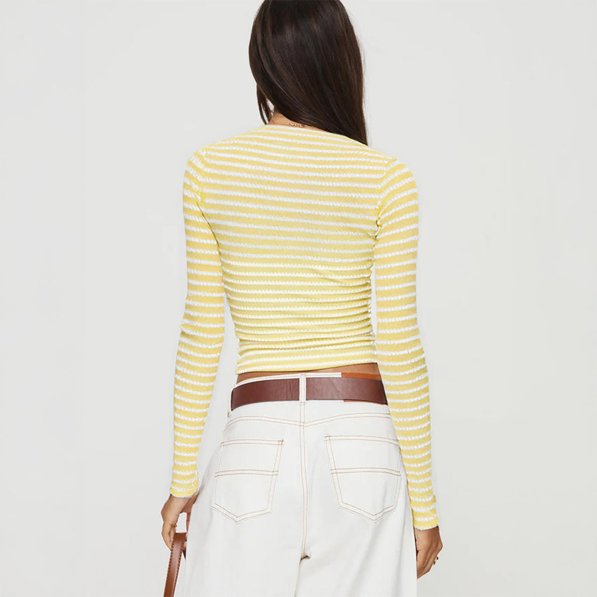 Daily Street Sweet Striped Square Neck Crop Top