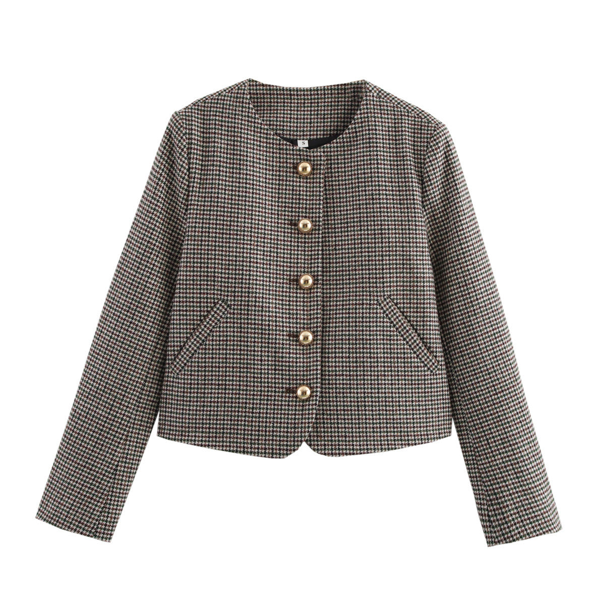 Office Professional Classic Brown Tweed Jacket