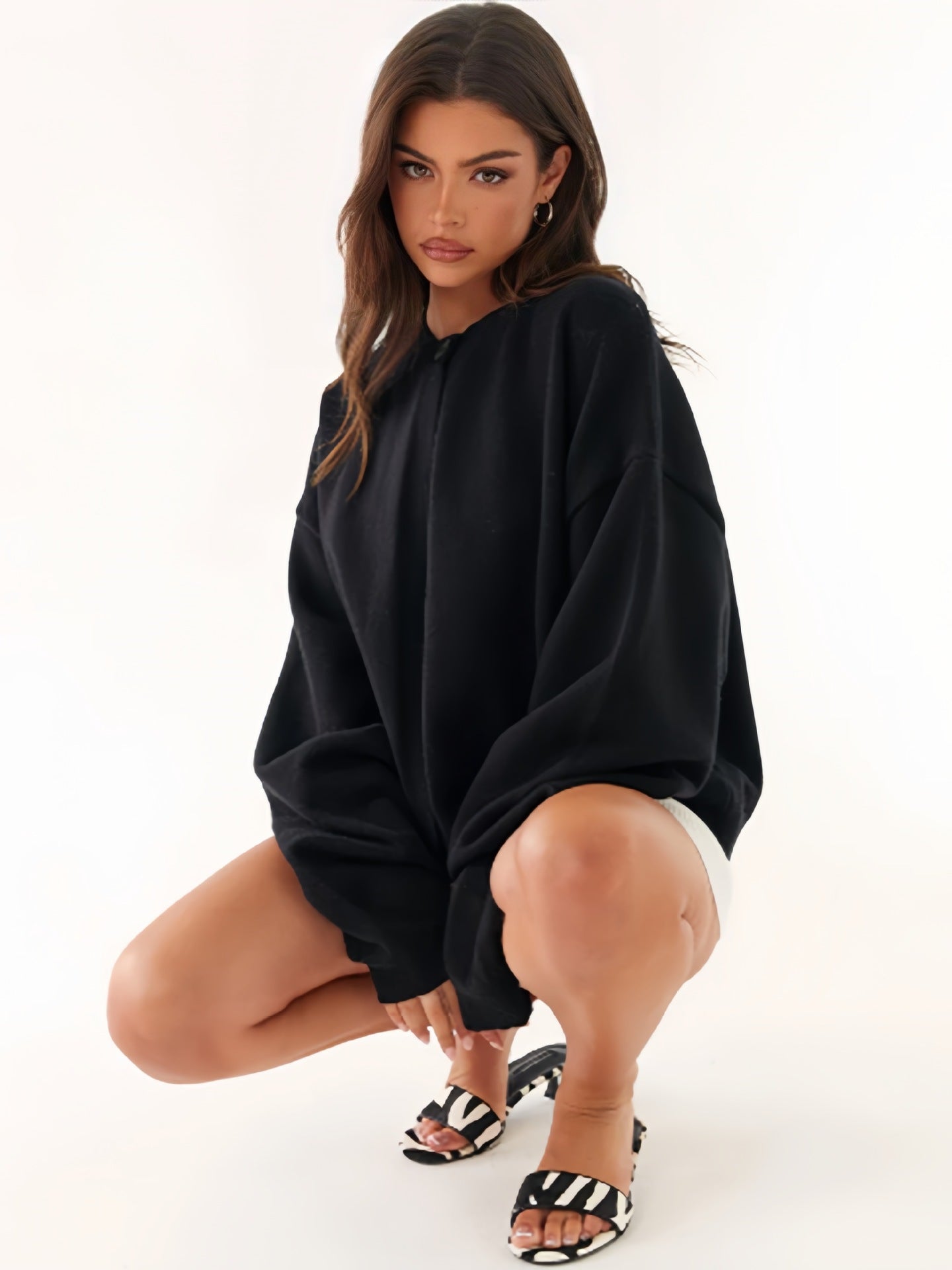 Casual Comfortable Minimalist Black Loose Cardigan