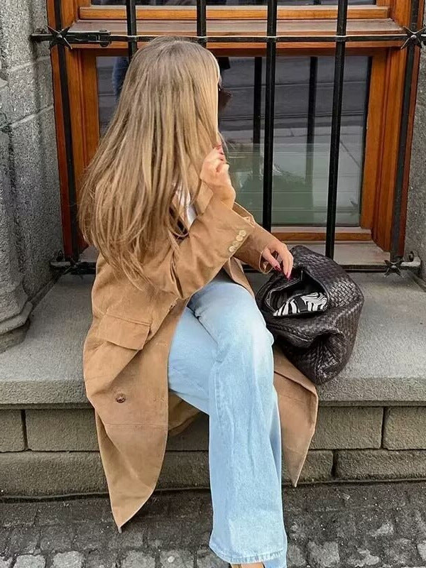 Street Casual Classy Suede Oversize Coat
