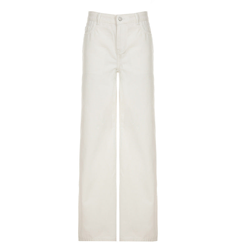 City Modern Effortless Cream Low Waist Straight Leg Pants