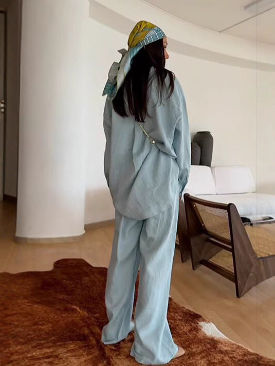 Home Comfortable Cozy Light Blue Two Piece Set