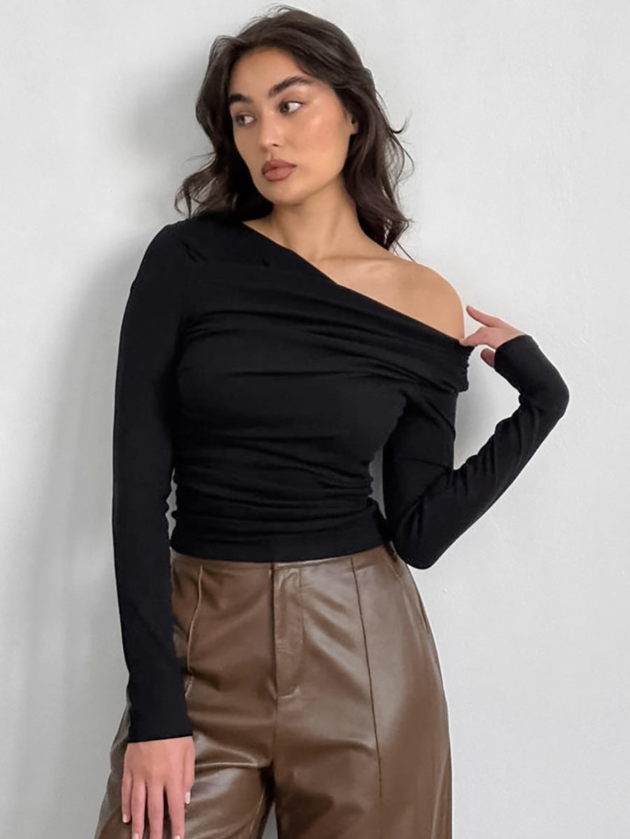 Urban Commute Modern Off Shoulder Long Sleeve Top