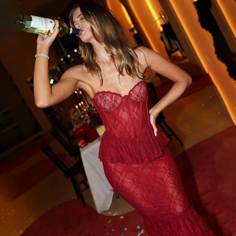 Celebration Passionate Lace Mermaid Maxi Dress