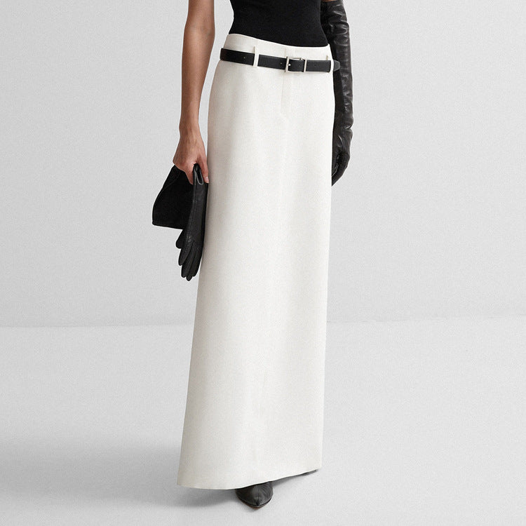 Classic White High-waisted Maxi Skirt