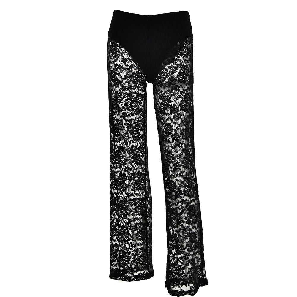 Pantalon évasé en dentelle mystérieuse et séduisante