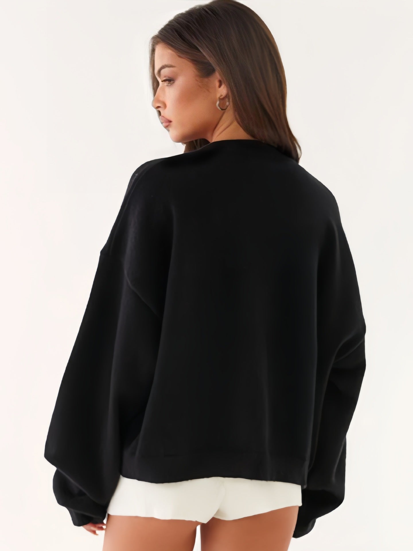 Casual Comfortable Minimalist Black Loose Cardigan