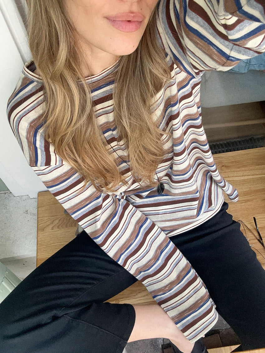 Street Stroll Casual Striped Long Sleeve Top