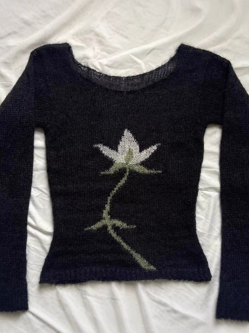 Mysterious Charming Flower Pattern Sweater