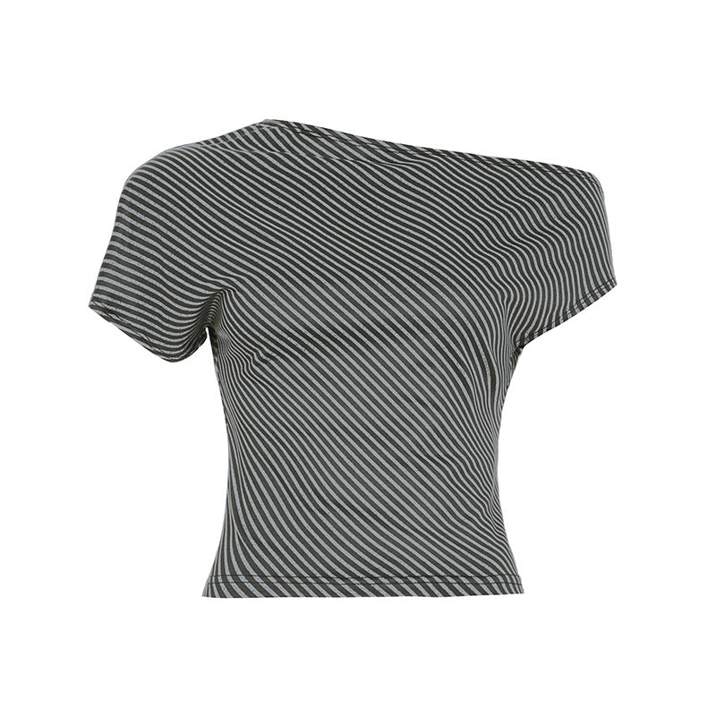 Daily Outing Casual Striped Off Shoulder Top