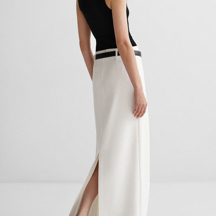 Classic White High-waisted Maxi Skirt