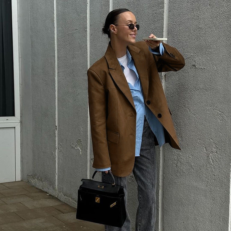 Classic Business Brown Suit Jacket