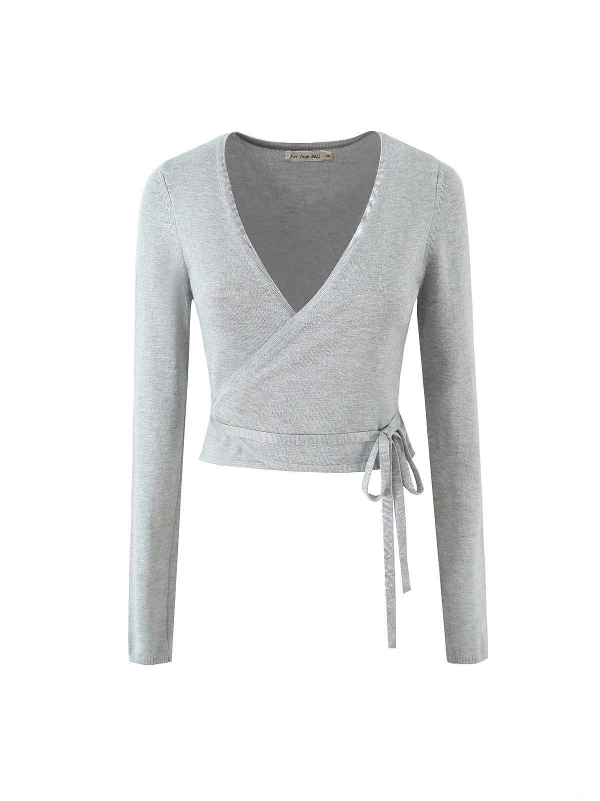 Everyday Simple Gray Cross-wrap Knit Top