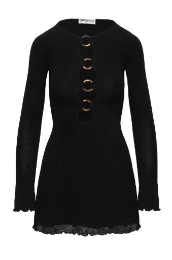 Mysterious Night Out Street Fashion Black Cut Out Dress