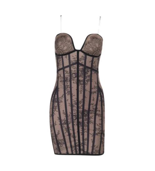 Robe mini en dentelle noire Night Charming
