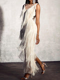 Joanna Fringe Trim Maxi Lace Dress