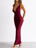 Amoura Cowl Maxi Dress In Burgundy