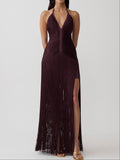 Tiffany Fringe Maxi Dress - Plum