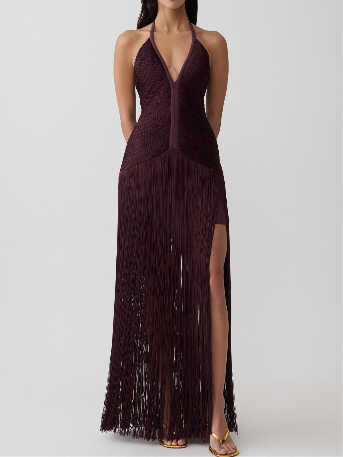 Tiffany Fringe Maxi Dress - Plum